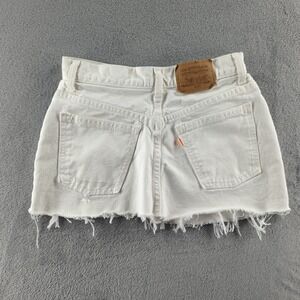 Vintage 80s Levis Orange Tab Jean Skort Womens 28 White Micro Mini Frayed